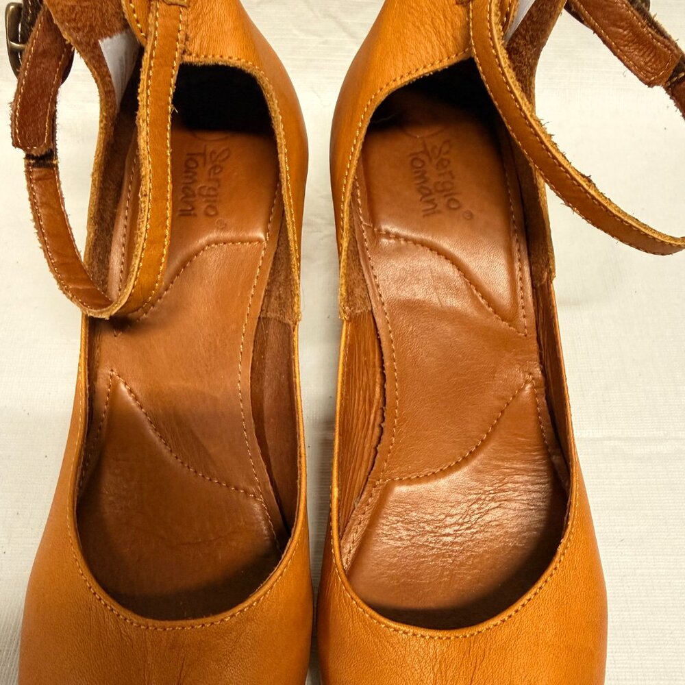 Sergio Tomani Ingrid Naranja Leather Ankle Strap Heels - Size EU 37 - Picture 7 of 14